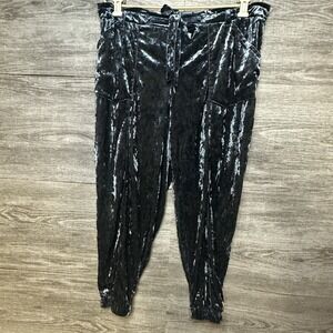 JOLT Womens Slate Gray Blue Crushed Velvet Jogger‎ Pants Tie Waist Size XL